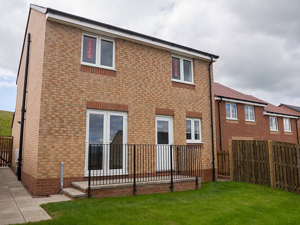 Rear view of a newly built detached house in Scotland.