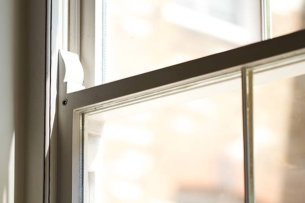 Detail of a locked sash window.