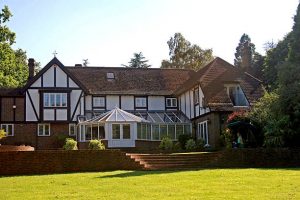 A large estate home, Tudor style, in the UK.